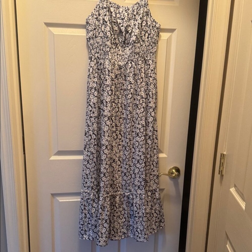Grace Karin Navy and White Floral Maxi Dress